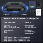 ⁦CarlinKit CarPlay Ai Box Android 13 SM6225 8 cores 8G + 128G Smart Android TV Box Wireless CarPlay Android Auto Support 512GB TF⁩ - الصورة ⁦6⁩