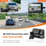 ⁦70mai Dash Cam 4K A810 Ultra HD GPS ADAS 150FOV HDR ثنائي القناة يدعم كشف الحركة 70mai A810 جهاز تسجيل فيديو رقمي للسيارات LTE 4G متوافق⁩ - الصورة ⁦3⁩