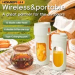 ⁦12 شفرات الكهربائية المحمولة خلاط 350 مللي عصارة خلاطات الفاكهة USB قابلة للشحن عصائر كوب لصنع العصائر عصارة صانع العصير⁩ - الصورة ⁦5⁩