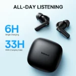 ⁦Baseus Bowie E19 سماعات لاسلكية بلوتوث 5.3 كبير باس 12 مللي متر السائقين IPX5 سماعات أذن مقاومة للماء 33 ساعة عمر البطارية سماعات⁩ - الصورة ⁦5⁩